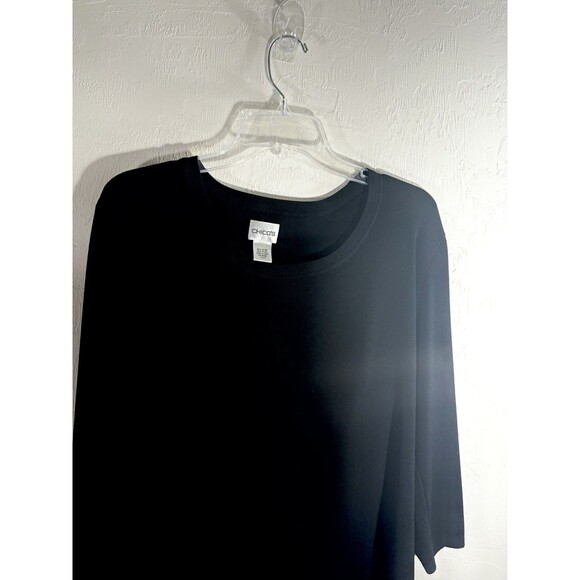 Chico’s Sz 3 Black 3/4 Sleeve Round Neck Pullover Career Sweater Women’s X-Large - Picture 4 of 6